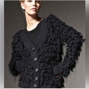 Leifsdottir Black Loopy Knit Sweater Cardigan Sweater Sz.Small